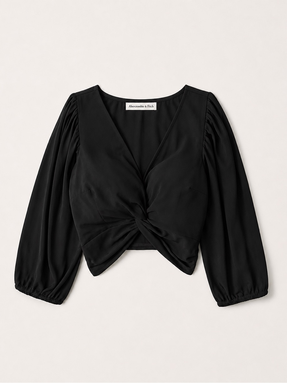 Abercrombie & Fitch Twist-Front V-Neck Puff Sleeve Top